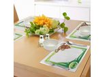 Abakuhaus Tovagliette Con I Segni Zodiacali Toro, Secondo Segno Della Serie Zodiac Cartoon Style Frame, Tiscjdeco In Tessuto Resistente Ai Colori Per La Sala Da Pranzo E La Cucina, Verde Marrone Verde Felce