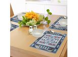 Abakuhaus Tovagliette Afghane, Motivo Geometrico Blu Sfumato Tribale, Design Intramontabile, Motivo Culturale Mediorientale, Tiscjdeco In Tessuto Resistente Al Lavaggio Per La Sala Da Pranzo E La Cucina, Multicolore