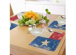 Abakuhaus Tovagliette Texas Stern, Illustrazione Grunge Flag Con Stella Solitaria Retro Independence Sign, Tiscjdeco In Tessuto Resistente Al Lavaggio Per La Sala Da Pranzo E La Cucina, Rosso Cinabro Blu Navy Beige