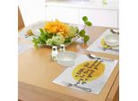 Abakuhaus Tovagliette Con Citazioni, Proverbi Positivi Con Sfondo Monocromatico Acquerellato E Pennellate, Tovagliette Decorative In Tessuto Resistente Ai Colori Per La Sala Da Pranzo E La Cucina, Grigio Antracite, Marrone, Giallo