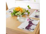 Abakuhaus Tovagliette Rosa Zebrate, Zebra In Posa Romantica Con Cuori Pastello, San Valentino, Anniversario Di Matrimonio, Decorazioni Per La Tavola In Tessuto Resistente Ai Colori Per La Sala Da Pranzo E La Cucina, Bianco, Nero, Rosa