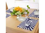 Tovagliette Abakuhaus John, Nome Maschile Comune, Design A Strisce Ondulate Con Effetto Invecchiato, Stampa Digitale Su Tessuto Lavabile, Decorazione Da Tavola Per Cucina, Blu Navy E Bianco.