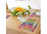 Abakuhaus Tovagliette Vintage Arcobaleno, Linee Sinuose, Look Grunge Strappato, Vecchio Festival, Tiscjdeco In Tessuto Resistente Al Colore Per La Sala Da Pranzo E La Cucina, Multicolore