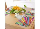 Abakuhaus Tovagliette Vintage Arcobaleno, Esplosione Di Linee Colorate Vivaci, Design Funky Grafico Disco Anni '60, Stampa Digitale Su Tessuto Lavabile, Decorazione Tavola Cucina, Multicolore