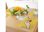 Tovagliette Abakuhaus, Stile Retrò Pop Art, Con Disegno Di Ciliegie Su Sfondo Giallo, Decorazione Da Tavola In Tessuto Resistente Al Lavaggio Per Sala Da Pranzo E Cucina, Multicolore