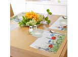 Tovagliette Abakuhaus Primavera, Papavero In Fiore E Camomilla Tra Erbe Selvatiche Ed Erbe Aromatiche, Decorazioni Da Tavola In Tessuto Resistente Al Lavaggio Per La Sala Da Pranzo E La Cucina, Verde Mela, Azzurro E Rosso Scarlatto.