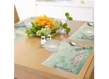 Tovagliette Abakuhaus Con Motivo A Fiori Di Loto, Fiori Esotici Con Petali Rosa, Ninfee E Libellule Su Sfondo Verde Pallido, Decorazioni Da Tavola In Tessuto Resistente Al Lavaggio Per La Sala Da Pranzo E La Cucina, Multicolore