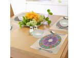 Tovagliette Abakuhaus Mandala, Design Mandala Art Con Zigzag Rotanti, Linee Definite E Motivi Floreali Stampati, Decorazioni Da Tavola In Tessuto Resistente Al Lavaggio Per La Sala Da Pranzo E La Cucina, Multicolore