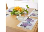 Tovagliette Abakuhaus Con Farfalle, Fantasia Puntinista Papillon Con Farfalle Colorate In Sfumature Di Viola, Tiscjdeco In Tessuto Resistente Al Lavaggio Per Sala Da Pranzo E Cucina, Viola Scuro E Viola