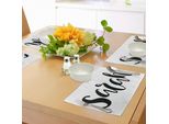 Abakuhaus Sarah Tovagliette, Monocromatiche Nomi Femminili Popolari Calligrafia Moderna Firma Disegnata A Mano Scritta, Tiscjdeco In Tessuto Resistente Al Colore Per La Sala Da Pranzo E La Cucina, Bianco E Nero