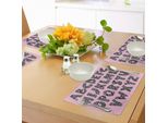 Abakuhaus Tovagliette Rosa Zebrate, Lettere Stravaganti Scritte In Un Design A Tema Animale Con Strisce Zebrate, Decorazioni Da Tavola In Tessuto Resistente Al Lavaggio Per La Sala Da Pranzo E La Cucina, Rosa Baby, Bianco E Nero