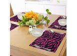 Abakuhaus Tovagliette Rosa Zebrate, Moda Zebrata A Strisce Safari Esotico In Tonalità Femminili, Motivo Astratto Vivace, Tiscjdeco In Tessuto Resistente Al Lavaggio Per La Sala Da Pranzo E La Cucina, Magenta Nero