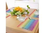 Abakuhaus Tovagliette Vintage Arcobaleno, Linee Astratte Vintage Con Colori Arcobaleno, Strisce Retrò, Tiscjdeco In Tessuto Resistente Al Lavaggio Per La Sala Da Pranzo E La Cucina, Multicolore
