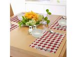 Tovagliette Retrò Abakuhaus, Motivo Geometrico Arlecchino Con Sfondo Vintage E Motivo A Rombi, Tiscjdeco In Tessuto Resistente Al Lavaggio Per La Sala Da Pranzo E La Cucina, Rosso Cinabro E Avorio