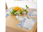 Tovagliette Abakuhaus Vintage Blu, Motivo Floreale Vintage Con Boccioli Di Peonia E Rose, Decorazioni Da Tavola In Tessuto Resistente Allo Scolorimento Per La Sala Da Pranzo E La Cucina, Blu Cobalto E Bianco