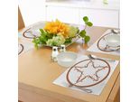 Abakuhaus Tovagliette Texas Stern, Stella In Filo Spinato In Un Cerchio Con Bordi Monocromatici A Tema Western, Stampa Digitale Su Tessuto Lavabile, Decorazione Da Tavola Per La Cucina, Bianco E Marrone
