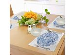 Abakuhaus Tovagliette Etniche, Classico Motivo Paisley A Forma Di Cerchio Con Petali Di Fiori Blu, Motivo A Vortice, Sottobicchieri In Tessuto Lavabile, Decorazione Da Tavola Con Stampa, Blu Navy, Bianco E Blu