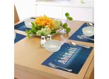 Abakuhaus Tovagliette Abigail, Lettere Dell'alfabeto Per Decorare Dolci Torte Di Compleanno Su Sfondo Blu, Decorazioni Da Tavola In Tessuto Resistente Al Lavaggio Per La Sala Da Pranzo E La Cucina, Multicolore E Blu