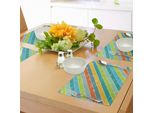 Abakuhaus Tovagliette Vintage Arcobaleno, Strisce Diagonali Con Effetto Grunge Funky E Geometric Weathered Look, Tiscjdeco In Tessuto Resistente Al Lavaggio Per La Sala Da Pranzo E La Cucina, Multicolore