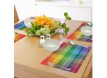 Abakuhaus Tovagliette Vintage Arcobaleno, Design Retrò A Quadri, Motivi Geometrici Arcobaleno Colorati, Decorazioni Da Tavola In Tessuto Resistente Al Lavaggio Per La Sala Da Pranzo E La Cucina, Multicolore