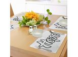 Abakuhaus Tovagliette Hoffnung, Composizione Monocromatica Disegnata A Mano Con Scritte Ispiratrici E Citazioni Motivazionali, Tiscjdeco In Tessuto Resistente Al Lavaggio Per La Sala Da Pranzo E La Cucina, Bianco E Nero