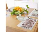 Abakuhaus Tovagliette Etniche, Blossom Classico Con Motivi Arabi E Influenze Boeme, Tiscjdeco In Tessuto Resistente Al Lavaggio Per La Sala Da Pranzo E La Cucina, Bianco E Marrone