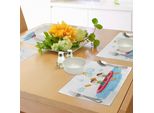 Tovagliette Sportive Per Bambini Abakuhaus, Fratellini Che Vanno Insieme In Kayak Nel Mare Estivo In Una Giornata Di Sole, Decorazione Da Tavolo In Tessuto Resistente Al Lavaggio Per La Sala Da Pranzo E La Cucina, Multicolore