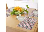 Abakuhaus Tovagliette Astratte, Ananas Con Triangoli Lines E Checkered Squares Fruit Design, Tiscjdeco In Tessuto Resistente Al Lavaggio Per La Sala Da Pranzo E La Cucina, Corallo Scuro Blu Scuro Verde