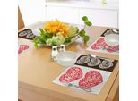 Abakuhaus Tovagliette Hoffnung, Cuori Con Volute E Curve, Illustrazioni Religiose, Riccioli Romantici Vintage Spirituali, Tiscjdeco In Tessuto Resistente Al Lavaggio Per La Sala Da Pranzo E La Cucina, Multicolore