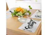 Abakuhaus Tovagliette Tedesche, Citazione "Guten Tag"" Con Scritta A Mano In Stile Calligrafico Alla Moda, Illustrazione, Tiscjdeco In Tessuto Resistente Al Colore Per La Sala Da Pranzo E La Cucina, Bianco E Nero"