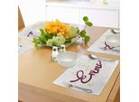 Tovagliette Abakuhaus Emma, Composizione Di Lettere Femminili, Nome Della Neonata Scritto A Mano, Curve E Volute, Decorazioni Da Tavola In Tessuto Resistente Al Lavaggio Per La Sala Da Pranzo E La Cucina, Senape E Lilla