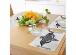 Tovagliette Abakuhaus Adler, Motivo Tradizionale Ispirazioni Dal Design Araldico Monotono Medievale Crest Bird, Tiscjdeco In Tessuto Resistente Al Lavaggio Per La Sala Da Pranzo E La Cucina, Bianco E Nero
