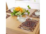 Abakuhaus Tovagliette Afghane, Illustrazione Folcloristica Orientale Mediorientale Dai Toni Terrosi Composta Da Forme, Tiscjdeco In Tessuto Resistente Al Lavaggio Per La Sala Da Pranzo E La Cucina, Multicolore