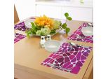 Abakuhaus Tovagliette Viola E Rosa, Mosaico Astratto Con Motivo In Vetro Colorato, Design Digitale Contemporaneo, Tiscjdeco In Tessuto Resistente Al Lavaggio Per La Sala Da Pranzo E La Cucina, Multicolore