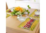 Tovagliette Abakuhaus Sophia, Uno Dei Nomi Femminili Più Popolari Nel Mondo Occidentale, Stile Retrò Fumetto, Tiscjdeco In Tessuto Resistente Ai Colori Per La Sala Da Pranzo E La Cucina, Giallo, Nero E Rosso.