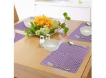 Abakuhaus Tovagliette Geometriche, Motivo A Rombi Con Raggi, Forme Ornamentali Astratte, Tiscjdeco In Tessuto Resistente Al Lavaggio Per Sala Da Pranzo E Cucina, Lavanda Viola E Bianco