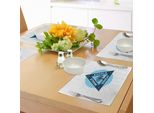 Abakuhaus Inspira Espira Tovagliette, Yoga E Meditazione In Una Località Termale In Un Triangolo Con L'albero Della Vita Tranquilla, Tiscjdeco In Tessuto Resistente Al Colore Per La Sala Da Pranzo E La Cucina, Blu Notte E Bianco