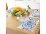 Tovagliette Abakuhaus Vintage Blu, Motivo Floreale Ricco E Ornamentale Rotondo Con Design Vintage Orientale, Decorazione Da Tavola In Tessuto Resistente Al Lavaggio Per La Sala Da Pranzo E La Cucina, Blu Scuro E Azzurro
