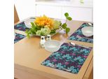 Tovagliette Abakuhaus Con Motivi Floreali, Fiori Azzurri E Foglie Colorate, Motivo Romantico Fantasy Garden, Decorazioni Da Tavola In Tessuto Resistente Al Lavaggio Per Sala Da Pranzo E Cucina, Multicolore