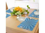 Tovagliette Abakuhaus Vintage Blu, Motivo Radiale Ipnotico Con Motivo A Strisce Colorate In Stile Ombre Blu, Tiscjdeco In Tessuto Resistente Al Lavaggio Per La Sala Da Pranzo E La Cucina, Azzurro E Blu