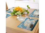Abakuhaus Tovagliette Vintage, Navi Che Solcano L'oceano In Una Limpida Giornata Di Sole, Vista Marina Nautica Antica, Tiscjdeco In Tessuto Resistente Al Colore Per La Sala Da Pranzo E La Cucina, Multicolore