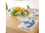 Tovagliette Abakuhaus, Motivo Marittimo Con Scarabocchi, Volute E Riccioli, Citazione Motivazionale, Decorazione Da Tavola In Tessuto Resistente Al Lavaggio Per Sala Da Pranzo E Cucina, Bianco E Blu