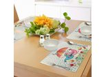 Abakuhaus Tovagliette, Uccellini Sotto La Pioggia Con Un Ombrello, Illustrazione Romantica E Colorata Per San Valentino, Decorazioni Da Tavola In Tessuto Resistente Ai Colori Per La Sala Da Pranzo E La Cucina, Multicolore