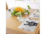 Tovagliette Hippie Abakuhaus, Silhouette Grunge Con Segno Di Pace Inquietante E Slogan D'amore, Decorazione Da Tavolo In Tessuto Resistente Ai Colori Per La Sala Da Pranzo E La Cucina, Bianco E Nero