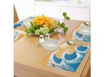 Tovagliette Giapponesi Abakuhaus, Enormi Onde Marine In Estate, Immagine Artistica Dell'oceano Tropicale, Tempesta, Maree, Tessuto Lavabile E Resistente Allo Scolorimento Per Sala Da Pranzo E Cucina, Calendula Bianca E Blu