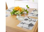 Tovagliette Abakuhaus, Motivo Indiano Monocromatico A Forma Di Cuore Con Composizione Artistica Di Frecce Tatuate, Tiscjdeco In Tessuto Resistente Al Lavaggio Per La Sala Da Pranzo E La Cucina, Bianco E Nero