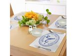 Abakuhaus Tovagliette Con Segno Zodiacale Ariete, Design Con Timbro Vintage Con Segno Zodiacale E Date, Tiscjdeco In Tessuto Resistente Al Lavaggio Per Sala Da Pranzo E Cucina, Blu Reale E Bianco
