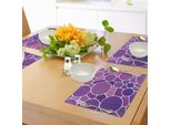 Abakuhaus Tovagliette Viola E Rosa, Motivo Astratto In Vetro Colorato Con Cerchi Retrò Che Formano Un Motivo Colorato, Decorazione Da Tavola In Tessuto Resistente Al Lavaggio Per La Sala Da Pranzo E La Cucina, Multicolore