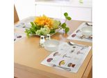 Tovagliette Abakuhaus Con Motivo Funghi, Motivo Funghi Colorato Blusher Boletus Sketch Style Plants Autumn Illustration, Tiscjdeco In Tessuto Resistente Al Lavaggio Per Sala Da Pranzo E Cucina, Multicolore