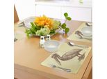 Tovagliette Abakuhaus Vintage Gialle, Disegno A Mano, Grafica Ispirata Agli Animali Con Pellicano, Tiscjdeco In Tessuto Resistente Al Lavaggio Per La Sala Da Pranzo E La Cucina, Giallo Chiaro E Marrone